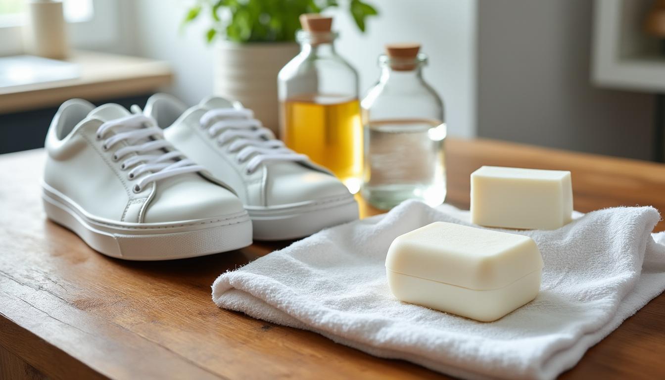découvrez comment nettoyer efficacement vos chaussures blanches en choisissant entre le vinaigre et le savon de marseille, deux méthodes naturelles pour retrouver des chaussures éclatantes.