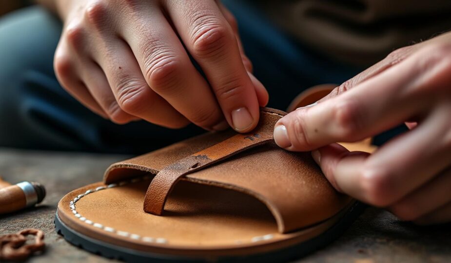 service rapide et professionnel de réparation pour boucle cassée sur sandale en cuir, redonnez vie à vos chaussures préférées.
