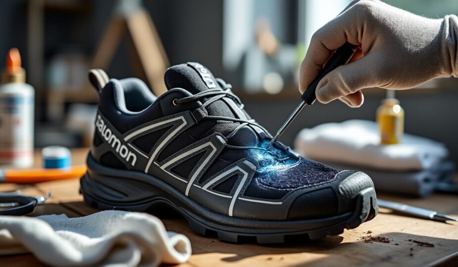 service professionnel de réparation pour vos baskets salomon déchirées au talon. redonnez-leur confort et durabilité rapidement.