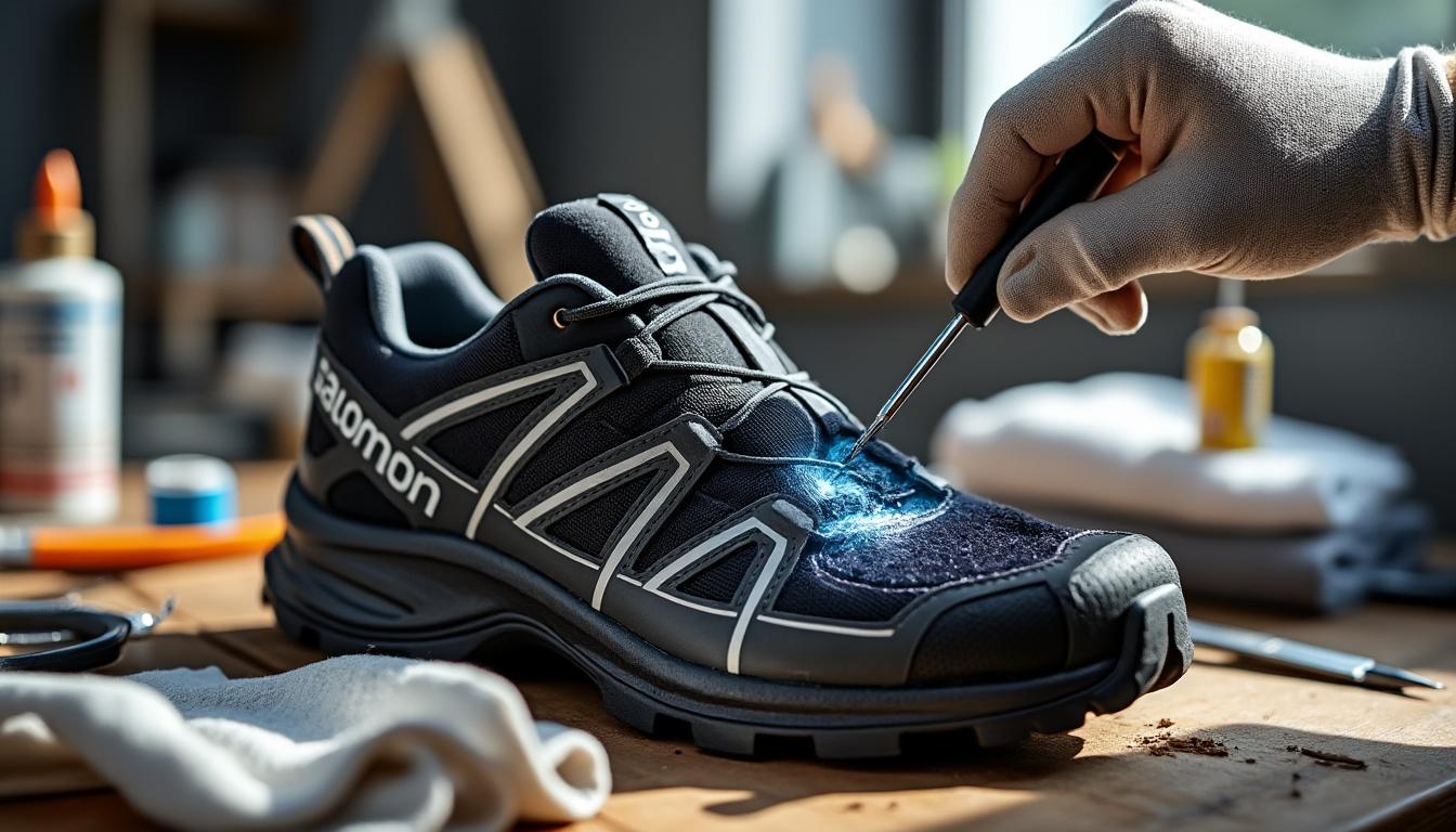 service professionnel de réparation pour vos baskets salomon déchirées au talon. redonnez-leur confort et durabilité rapidement.