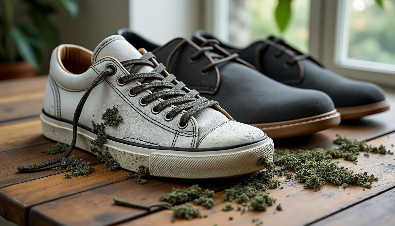 découvrez des méthodes efficaces pour enlever la moisissure sur une paire oubliée et redonner vie à vos chaussures ou vêtements abîmés.