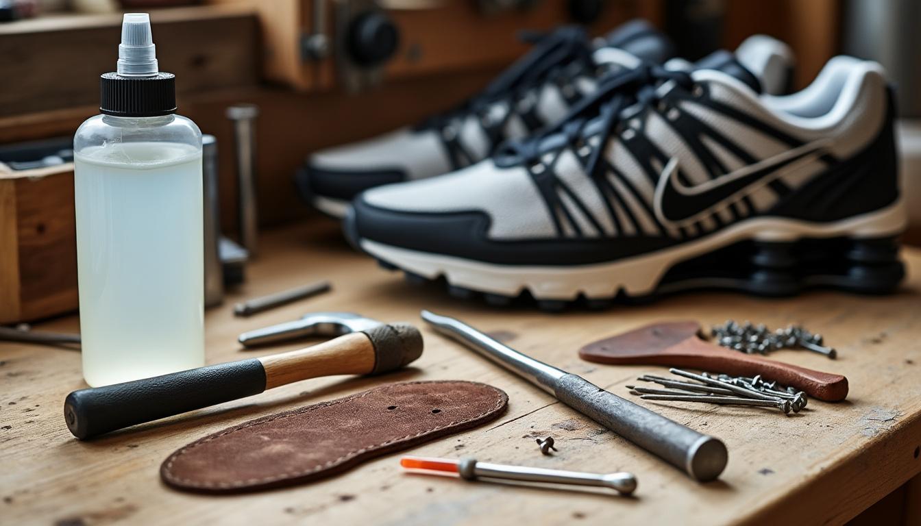 service professionnel de réparation pour semelle nike shox abîmée, redonnez confort et performance à vos chaussures rapidement.