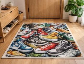 découvrez le tapis sneakers addict, l'accessoire déco tendance qui apporte style et originalité à votre entrée. parfait pour les amateurs de sneakers et de design unique.
