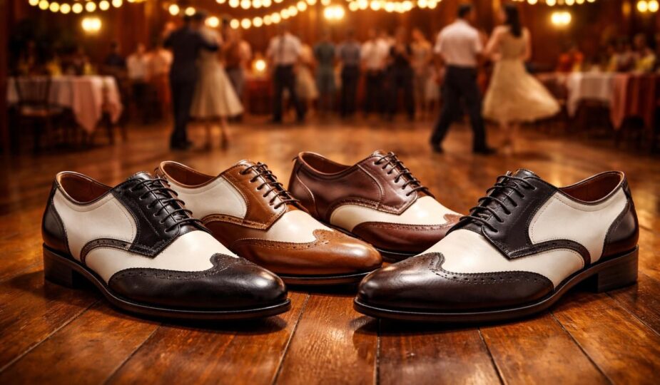 découvrez notre sélection de chaussures guinguette bicolores pour homme, parfaites pour danser et profiter des bals avec style et confort.