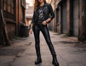 découvrez comment associer des chaussures avec un pantalon enduit pour adopter un style rock tendance et audacieux.