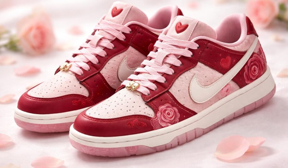 découvrez l'édition spéciale nike saint valentin : des chaussures élégantes aux motifs cœur et rose, parfaites pour célébrer l'amour avec style.