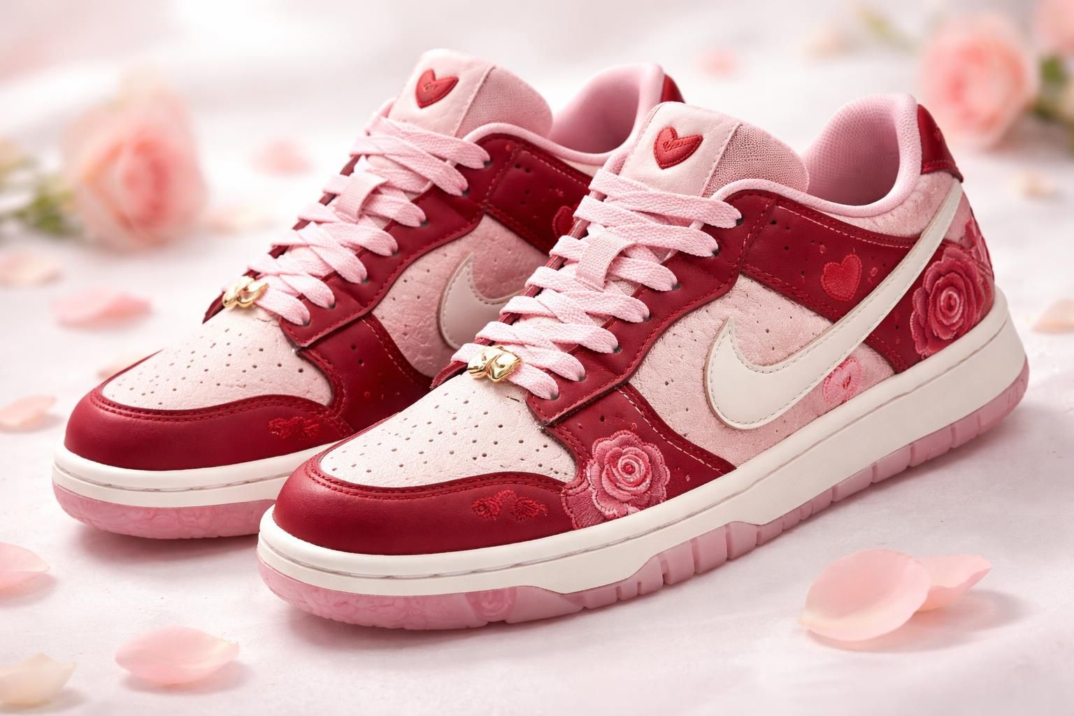 découvrez l'édition spéciale nike saint valentin : des chaussures élégantes aux motifs cœur et rose, parfaites pour célébrer l'amour avec style.