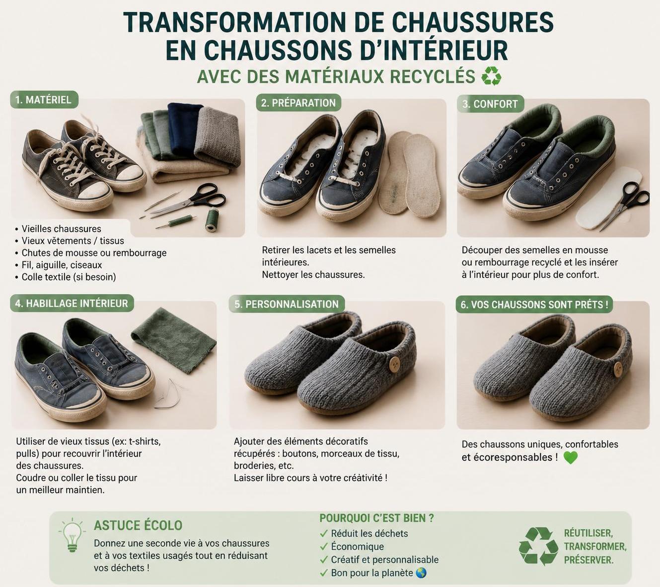 découvrez comment transformer facilement vos chaussures en chaussons d’intérieur confortables et pratiques pour la maison.