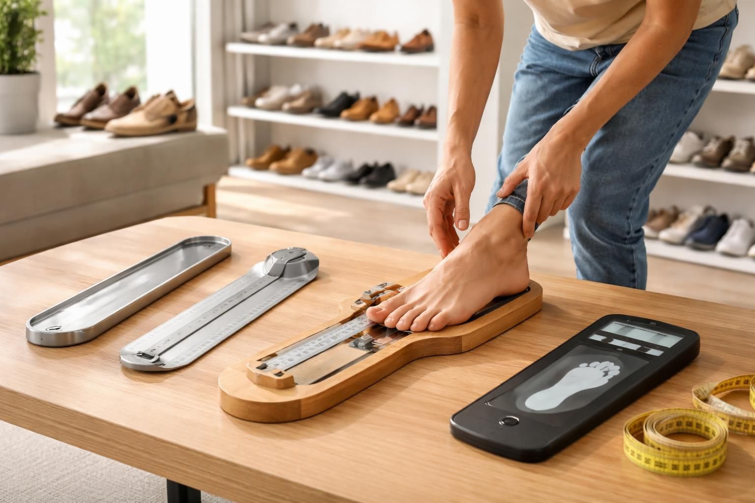 découvrez comment trouver la bonne pointure de chaussure grâce à nos outils de mesure précis et faciles à utiliser pour un confort optimal.
