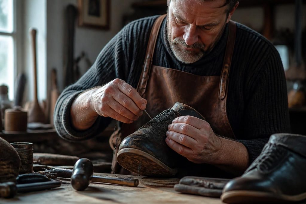 découvrez comment les cordonniers réparent et recousent le mesh avec précision pour restaurer la durabilité et l'esthétique de vos chaussures.