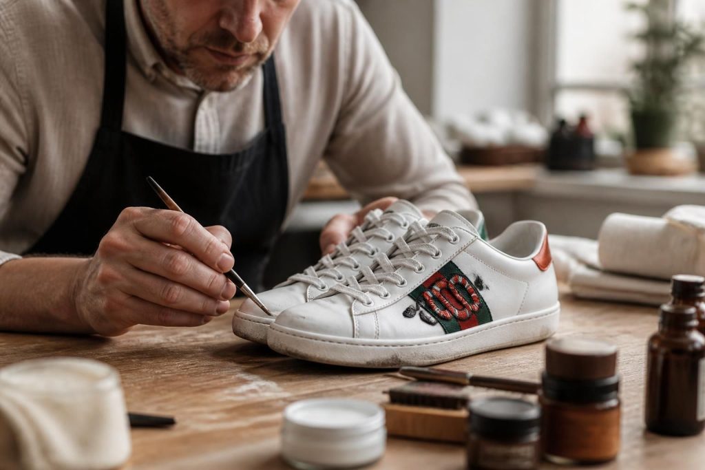découvrez comment restaurer efficacement une paire de gucci ace éraflée pour leur redonner éclat et beauté d'origine.